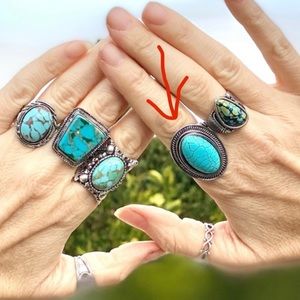 Turquoise RING silver chunky costume jewelry Nordstrom oversized oval big stone